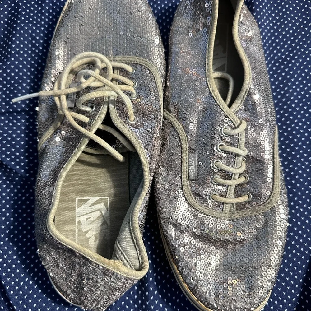 Vans Silver Sneakers with Shimmery Canvas